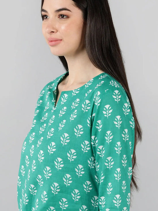 Ahika Women Teal Floral Printed Top