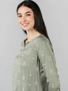 Ahika Women Olive Ethnic Motifs Printed Top