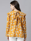 Ahika Women Polygeorgette Mustard Floral Printed Top