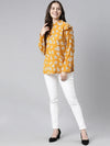 Ahika Women Polygeorgette Mustard Floral Printed Top