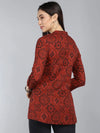 Ahika Rust Print Mandarin Collar Top