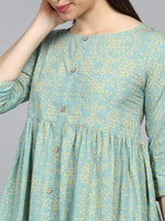 Ahika Green Yellow Floral Print Longline Top