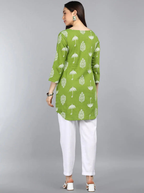 Ahika Green Print Longline Top