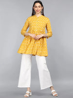 Ahika Yellow Print Longline Top