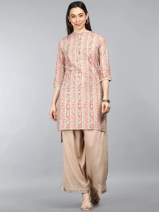 Ahika Women Beige Printed Ethnic Motifs Tops