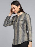 Ahika Grey Striped Top