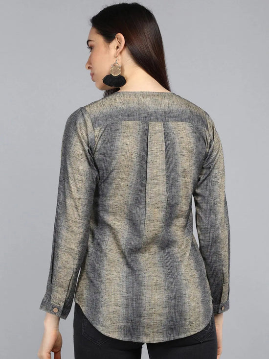 Ahika Grey Striped Top