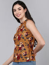 Ahika Women Mustard Printed Floral Tops 1