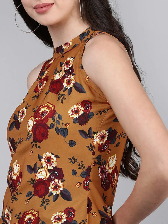 Ahika Women Mustard Printed Floral Tops 1