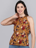 Ahika Women Mustard Printed Floral Tops 1