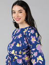 Ahika Women Navy Blue Printed Floral Tops