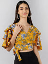 Ahika Women Mustard Printed Floral Tops Vt