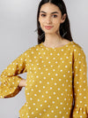 Ahika Women Mustard Printed Polka Dots Tops 1