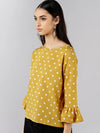 Ahika Women Mustard Printed Polka Dots Tops 1