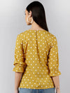 Ahika Women Mustard Printed Polka Dots Tops