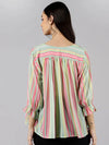 Ahika Women Sea Green Striped Vertical Stripes Tops