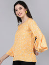 Ahika Women Mustard Printed Floral Tops