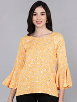 Ahika Women Mustard Printed Floral Tops