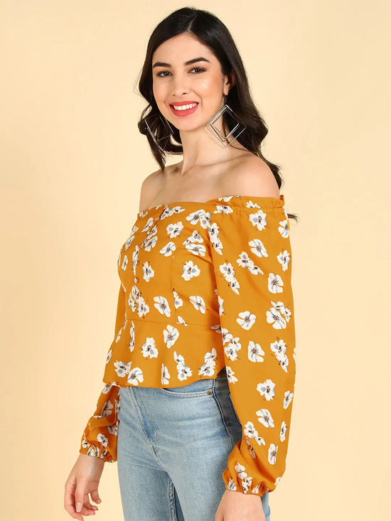 Ahika Women Mustard Floral Tops