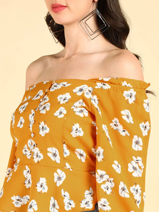 Ahika Women Mustard Floral Tops