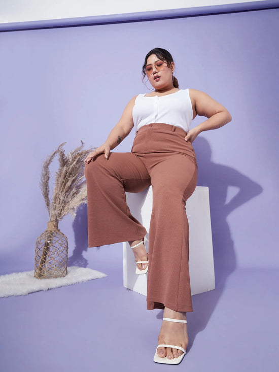 Women Brown Bell Bottom Trousers