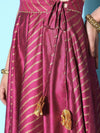 Women Burgundy Cotton Silk Geo Foil Anarkali Skirt