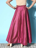 Women Burgundy Cotton Silk Geo Foil Anarkali Skirt