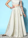 Women Off White Cotton Silk Foil Anarkali Skirt