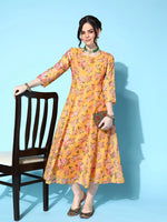 Women Yellow Floral Anarkali Maxi Dress-SHDRS11056XS