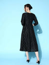 Women Black Cotton Silk Foil Anarkali Dress