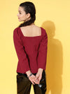 Women Red Canton Front Twisted Knot Top