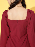 Women Red Canton Front Twisted Knot Top