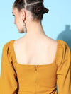 Women Mustard Canton Front Twisted Knot Top