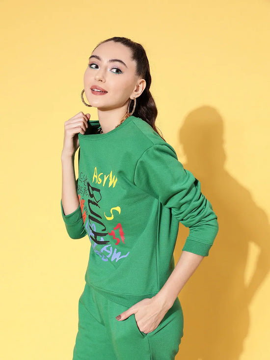 Women Green Fleece BUSH Sweatshirt