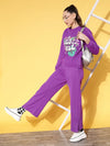 Women Purple Fleece JUST CHILL Sweatshirt