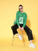 Women Green Fleece BY FOR NOW Sweatshirt