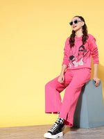 Women Pink Fleece Line Art Sweatshirt