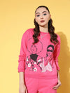 Women Pink Fleece Line Art Sweatshirt