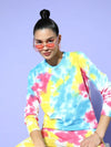 Women Blue & Pink Terry Tie-Dye Sweatshirt