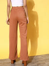 Women Rust Rib Straight Track Pants