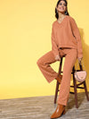 Women Rust Rib Straight Track Pants