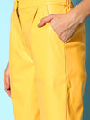 Women Yellow PU Joggers