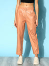 Women Nude PU Pants