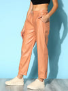 Women Nude PU Pants