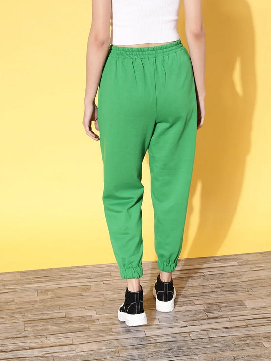 Women Green Fleece Jogger Pants