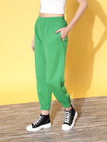 Women Green Fleece Jogger Pants