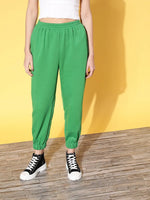 Women Green Fleece Jogger Pants