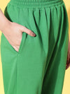 Women Green Fleece Jogger Pants