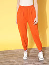 Women Orange Fleece Jogger Pants