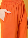 Women Orange Fleece Jogger Pants